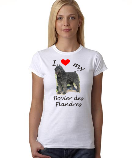 Dogs - I Heart My Bovier des Flandres on Womans Shirt
